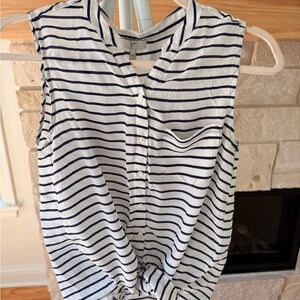 Joie Striped Sleeveless Blouse in Navy and White